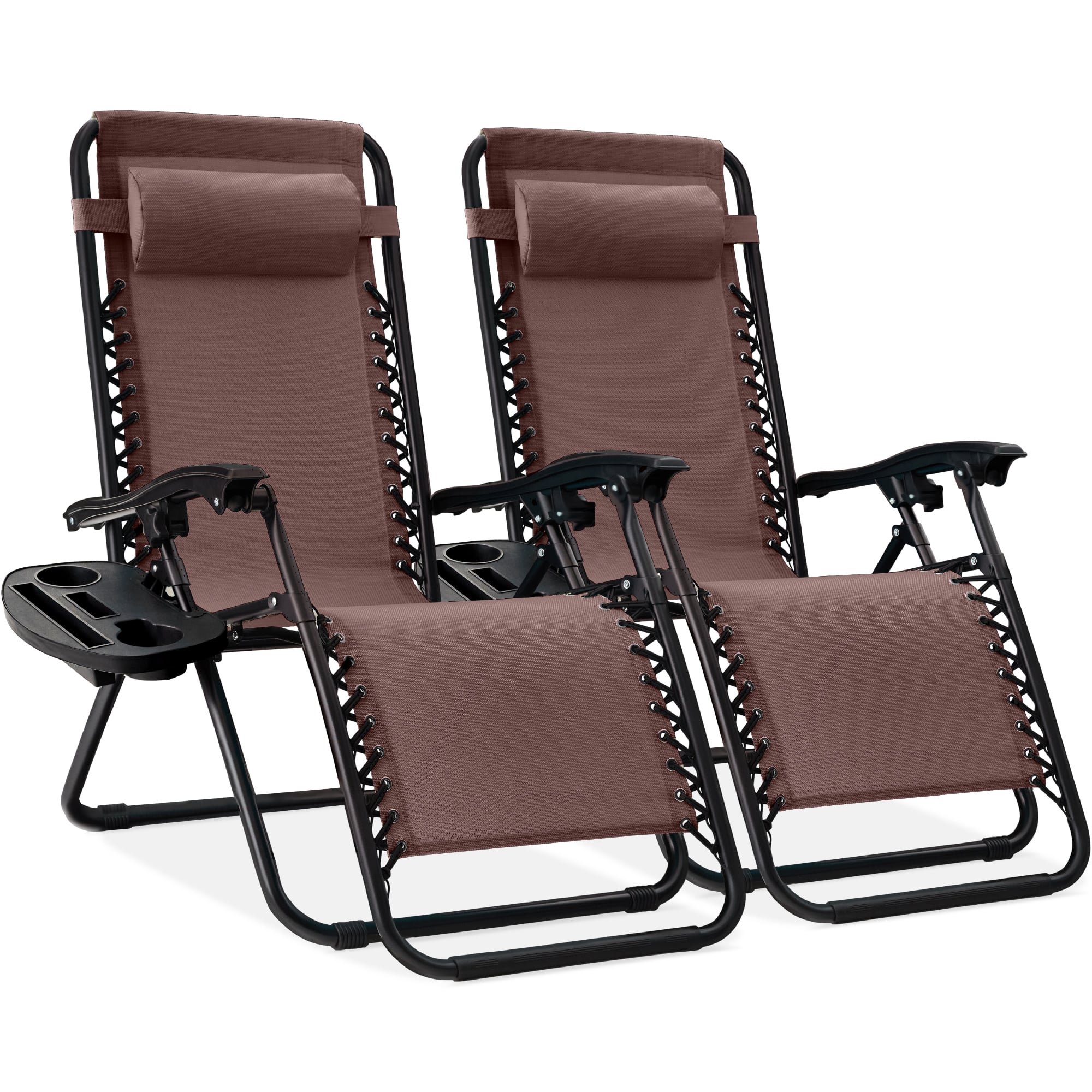Best Choice Products - Set of 2 Zero Gravity Lounge Chair Recliners for Patio, Pool w/ Cup Holder Tray - Brown price history on PriceWatchPro