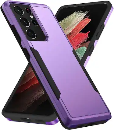 Front. Entronix - Entronix Galaxy S24 Ultra Case - Soft-Touch Dual-Layer Protective Cover - Purple.