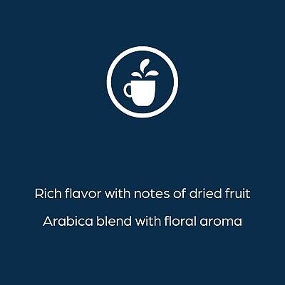 Rich flavor with notes of dried fruit  
Arabica blend with floral aroma