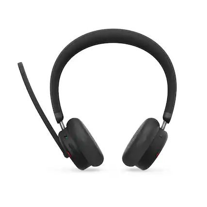 Front. Lenovo - Lenovo 6550 Wireless Active Noise Canceling On-Ear Headset with USB-A Adapter, Microsoft Teams Certified.