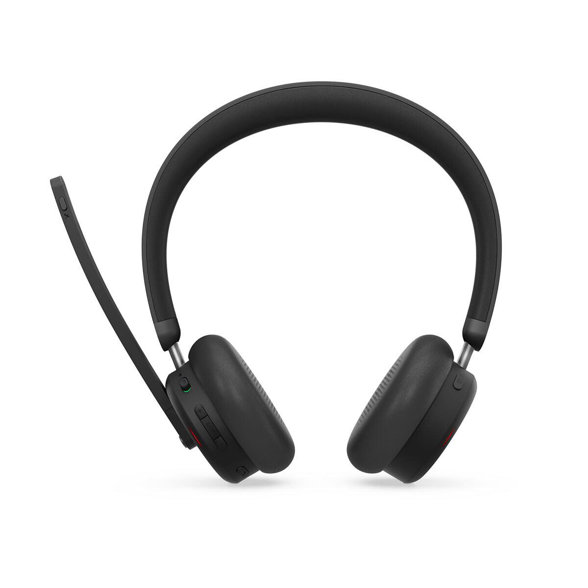 Front. Lenovo - Lenovo 6550 Wireless Active Noise Canceling On-Ear Headset with USB-A Adapter, Microsoft Teams Certified.