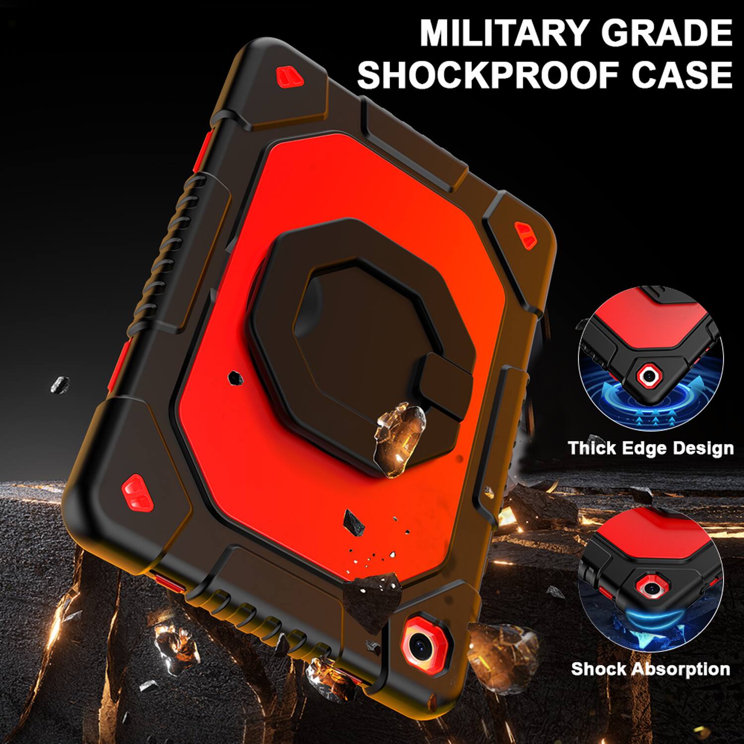 MILITARY GRADE SHOCKPROOF CASE

Thick Edge Design

Shock Absorption