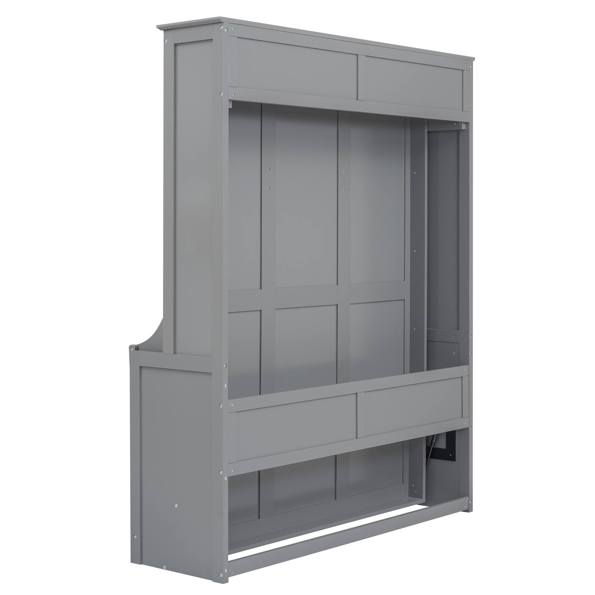 Alt View 1. Whisen - Queen Size Murphy Bed with Built-in Shelf, Space-Saving Foldable Bed Frame - Gray.