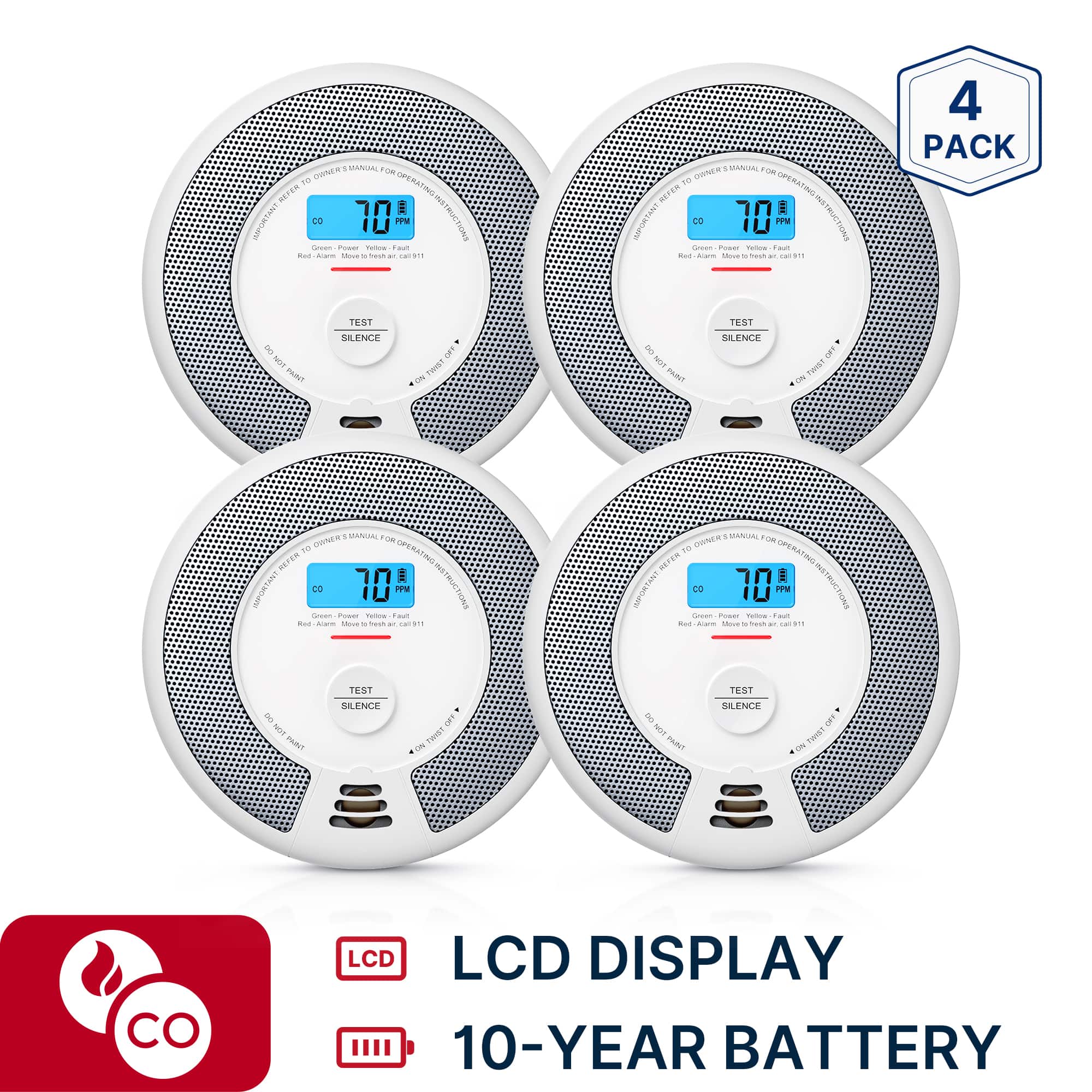 X-SENSE - 10-Year Battery Smoke and CO Alarm with LCD Display and LED Light 4 Pack price history on PriceWatchPro