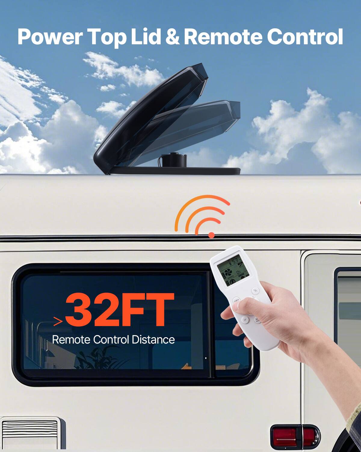 Power Top Lid & Remote Control  
32FT Remote Control Distance