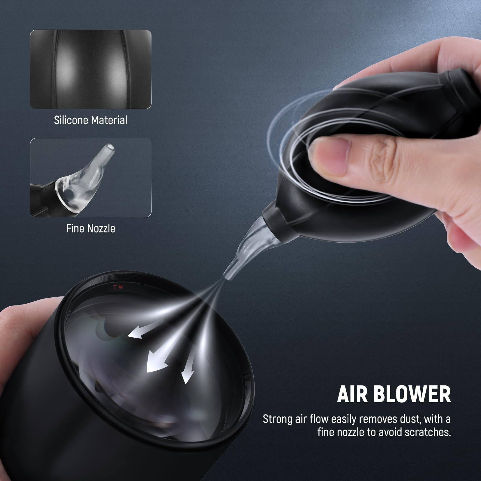 Silicone Material Fine Nozzle T 7 AIR BLOWER Strong air flow easily removes dust, with a fine nozzle to avoid scratches.