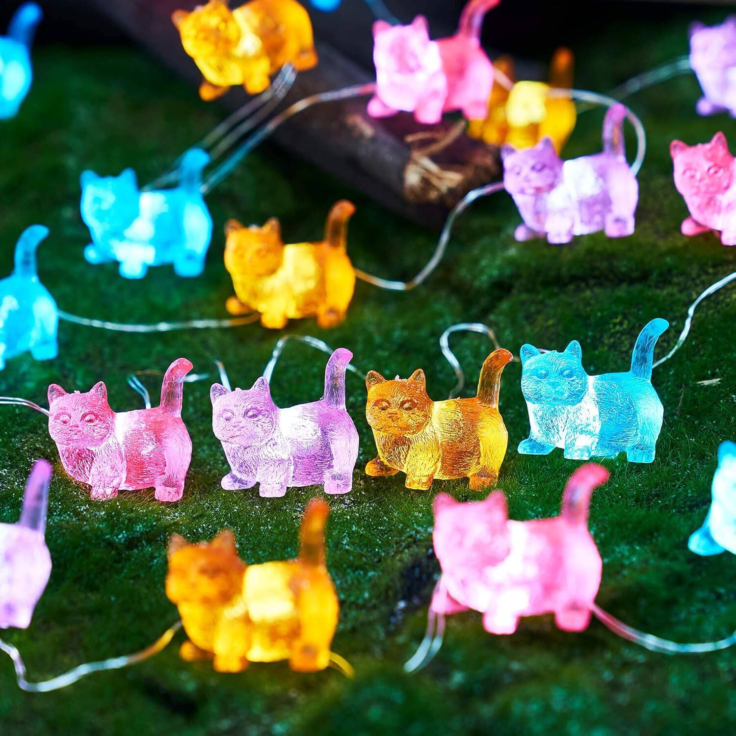 Front. ACJPR - Cat String Lights, 10ft 30LED Fairy Lights USB or Battery Operated.