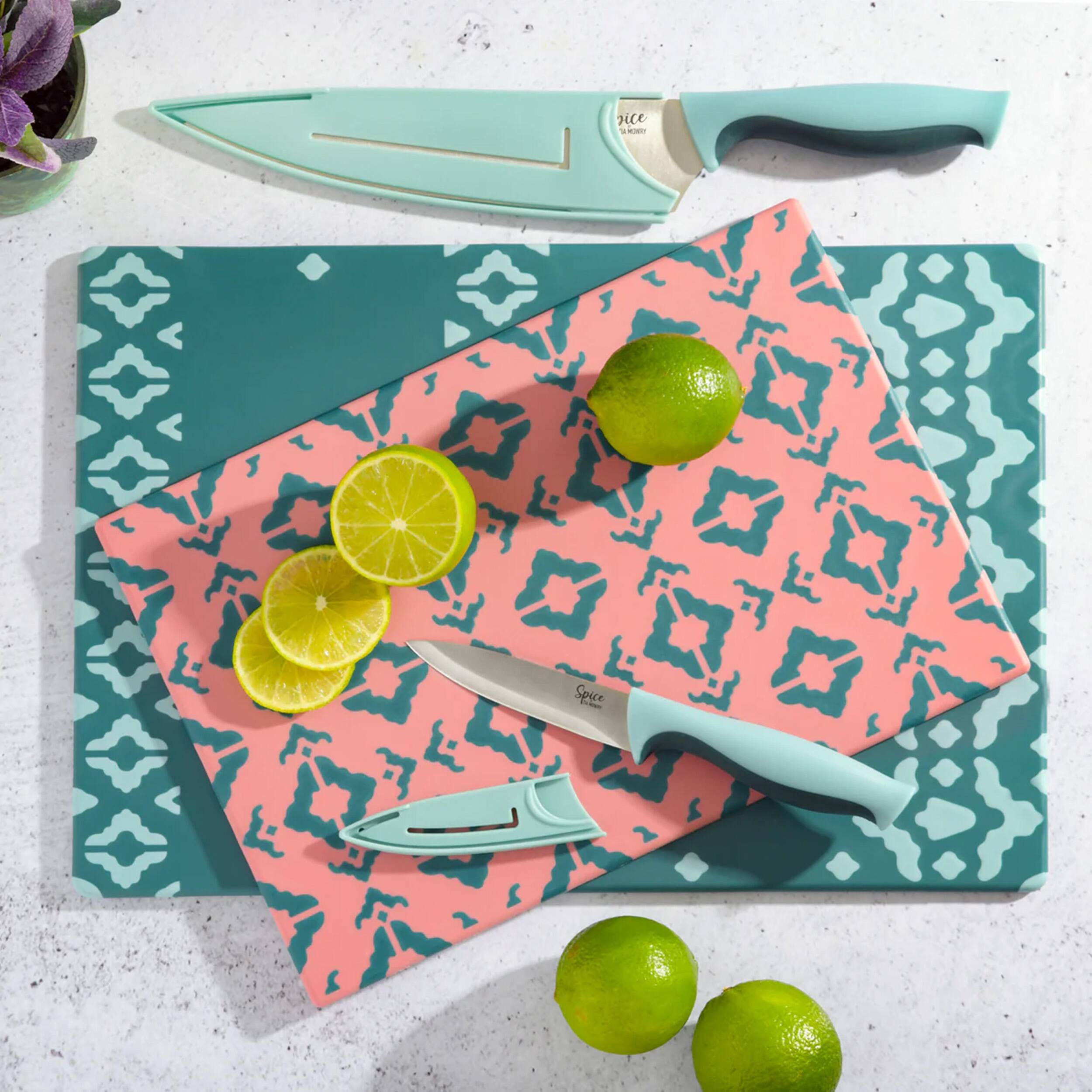Alt View 6. Spice By Tia Mowry - Spice by Tia Mowry Savory Saffron 6 Piece Knife and Cutting Board Set in Blue and Pink - Blue and Pink.