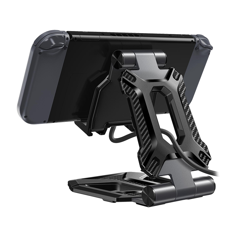 SUPCASE - Universal Foldable Heavy-Duty Phone Stand – Adjustable, Portable, Multi-Angle Support for Smartphones & Tablets - Black