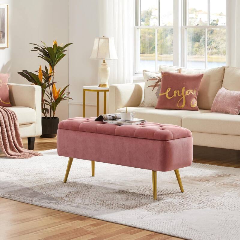 Alt View 1. Lumina Wise - 42-Inches Entryway Ottoman Storage Bench - Pink.