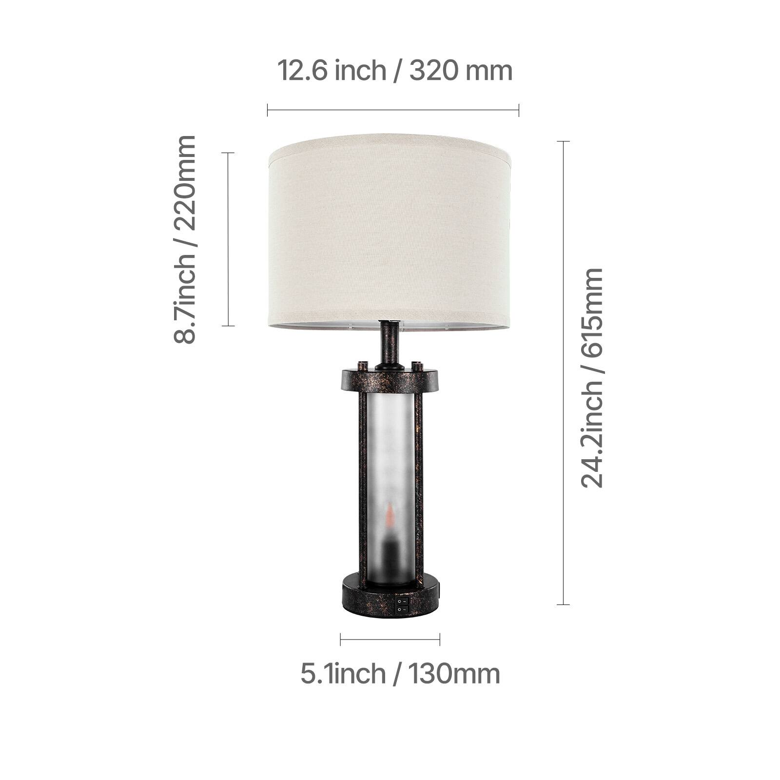 - 8.7 inch / 220 mm
- 12.6 inch / 320 mm
- 24.2 inch / 615 mm
- 5.1 inch / 130 mm