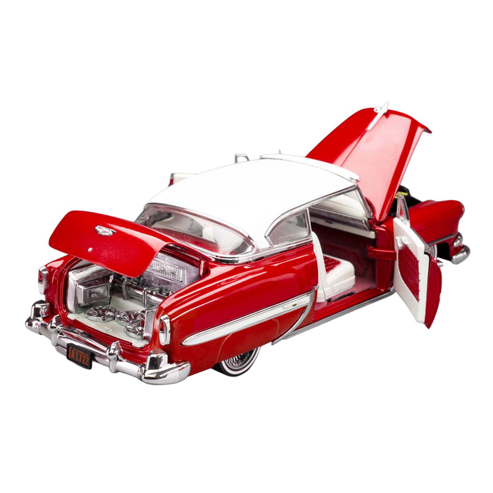Alt View 1. Sun Star - 1954 Chevrolet Bel Air Lowrider Red Metallic with White Top and White Interior 1/18 Diecast Model Car by Sun Star.