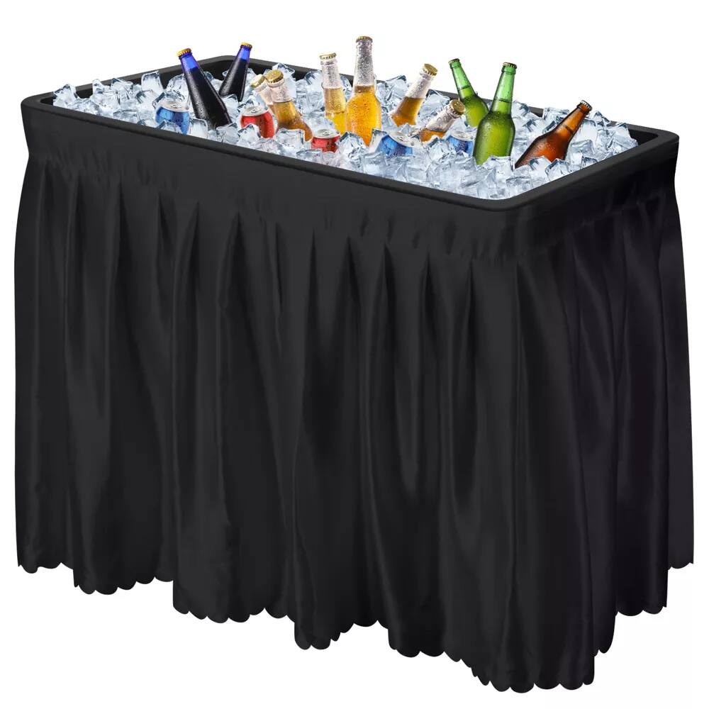 Front. SKONYON - Portable Ice Cooler Table with Drainage and Skirt, 440 lbs Capacity Outdoor Beverage Station for Parties and Events - Black.