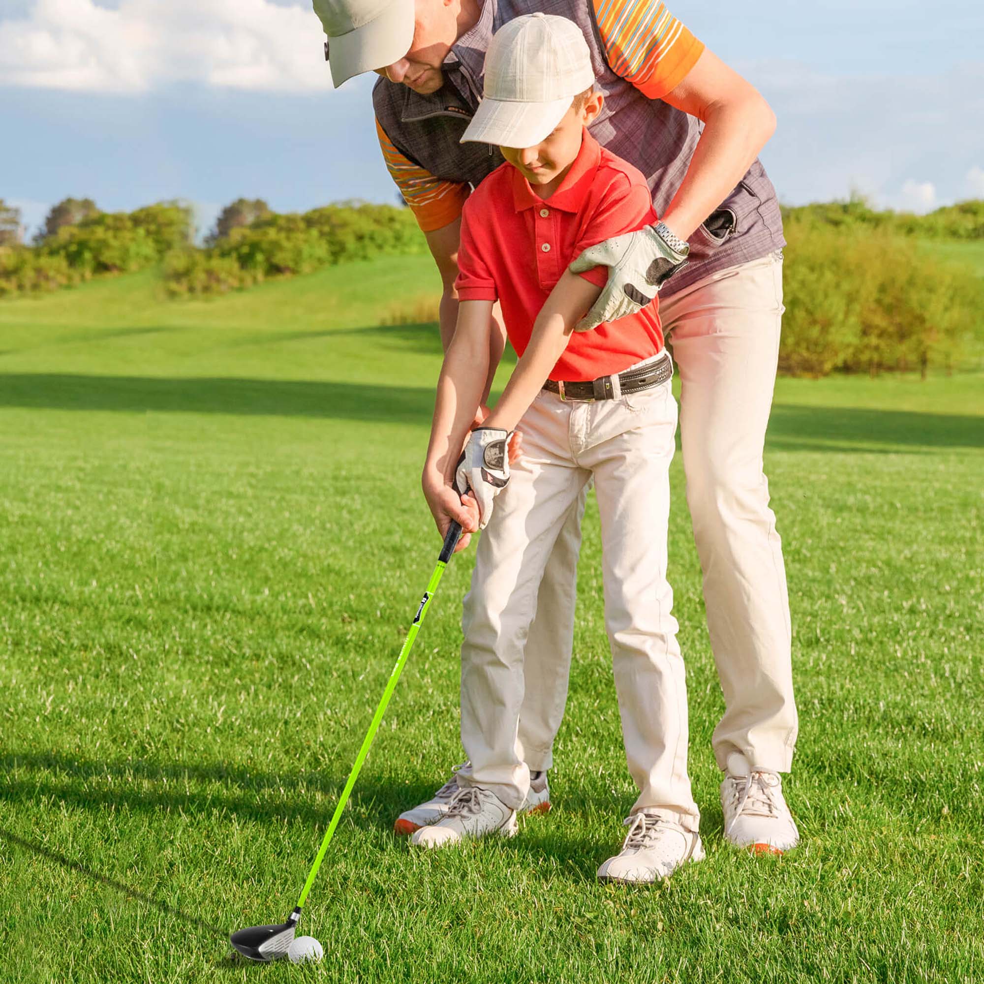 Alt View 3. Costway - Costway Junior Golf Club Set for Children Includes 165CC #3 Fairway Wood & #7 Iron Green - Green.