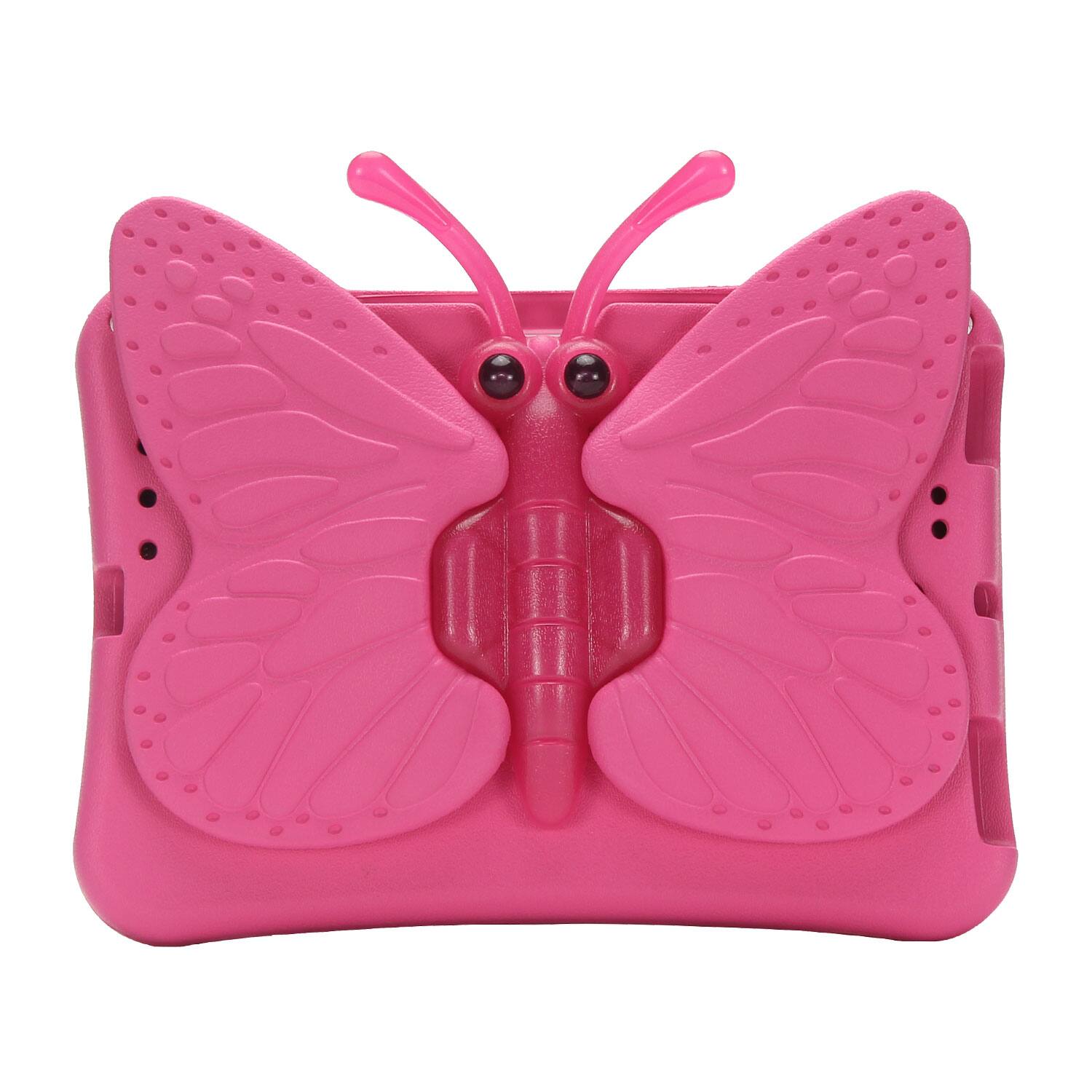 Angle. Dteck - Kids Butterfly Case for Apple iPad mini (A17 Pro) 2024 & iPad mini 6th/5th/4th Gen,3D Cartoon EVA Shockproof Stand Cover - Rose.