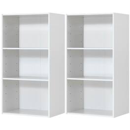 Gymax - 2 PCS 3 Tier Open Shelf Bookcase Multi-functional Storage Display Cabinet - White
