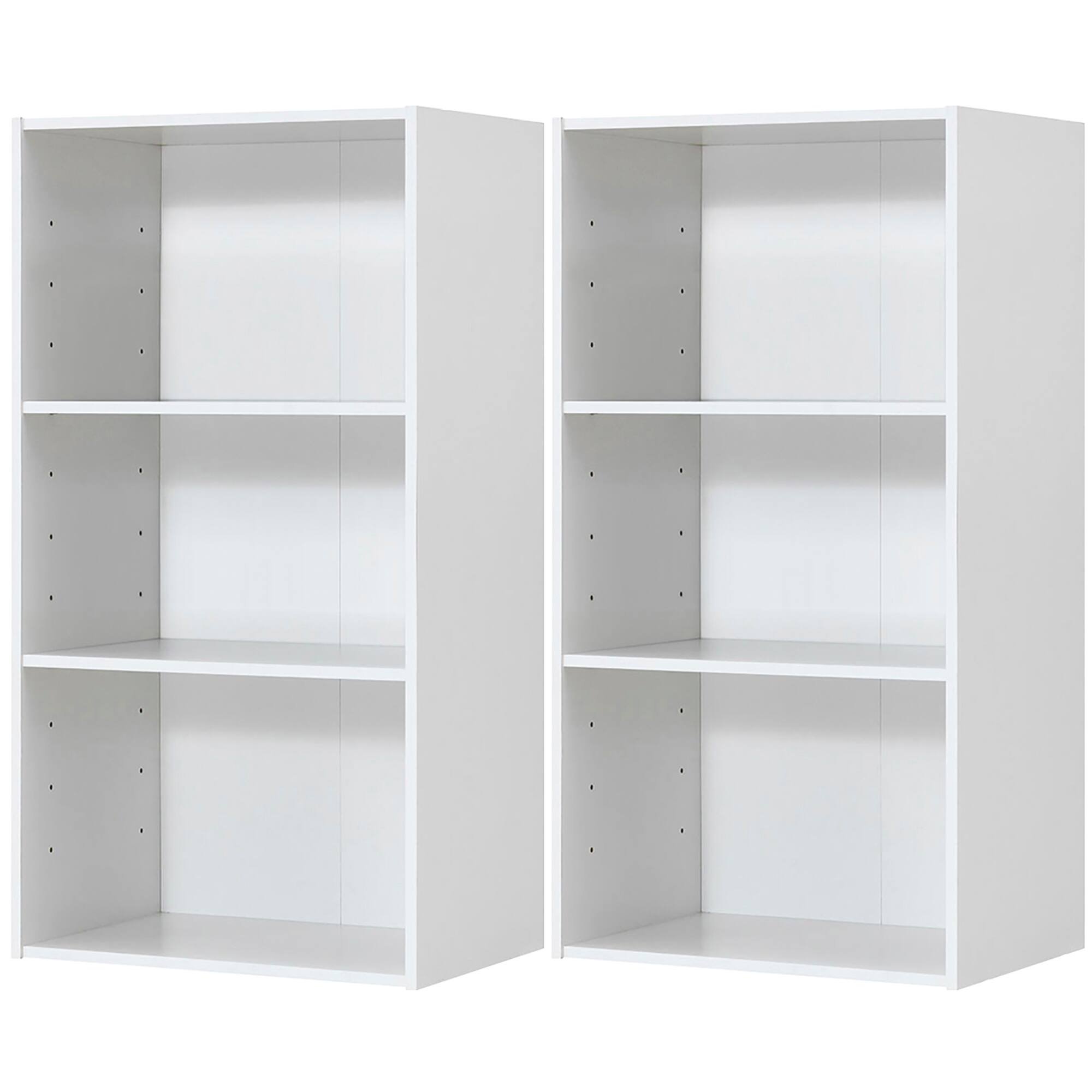 Front. Gymax - Gymax 2 PCS 3 Tier Open Shelf Bookcase Multi-functional Storage Display Cabinet White - White.