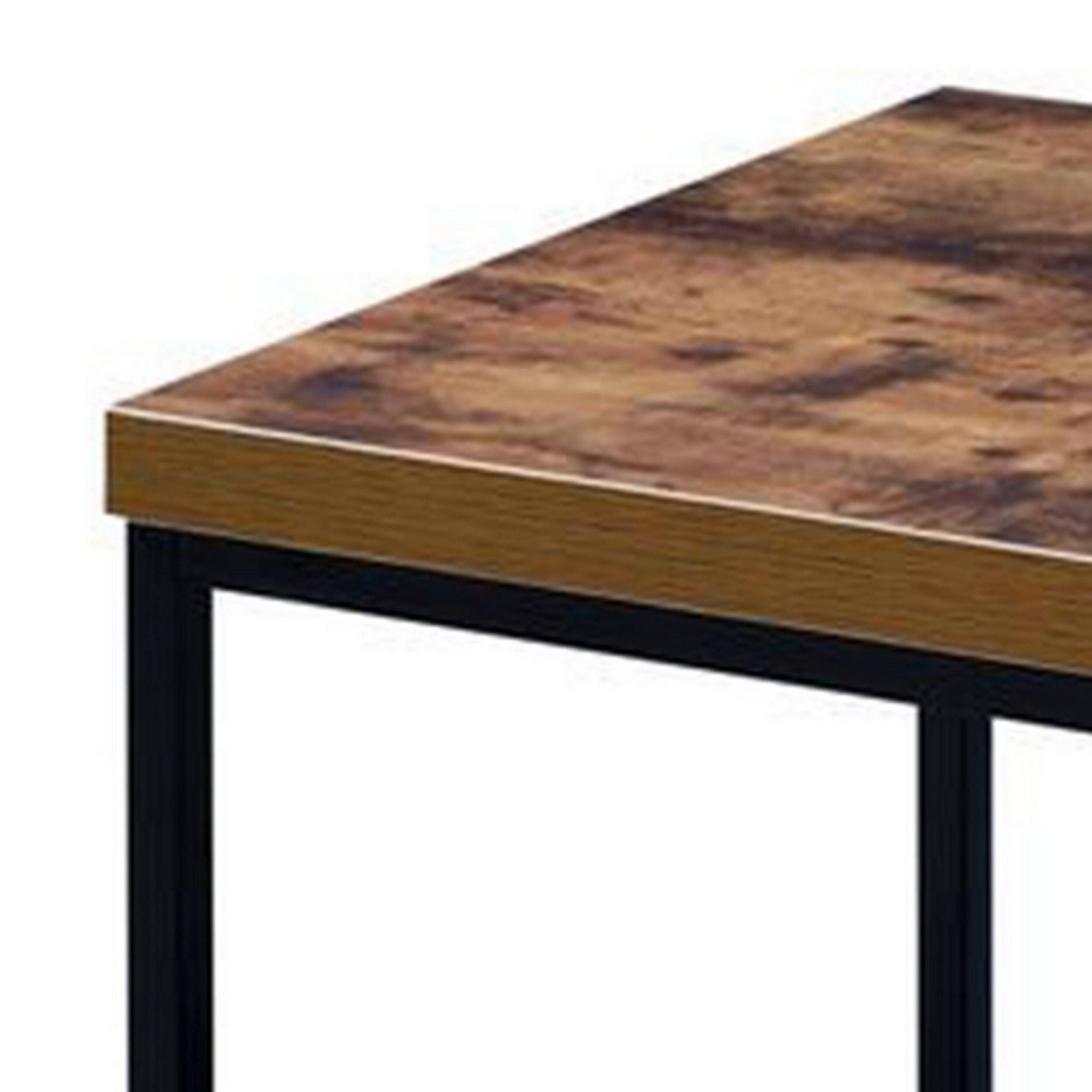 Alt View 1. Manhattan Lane - Contemporary Style Rectangular Wood and Metal End Table - Brown and Black.