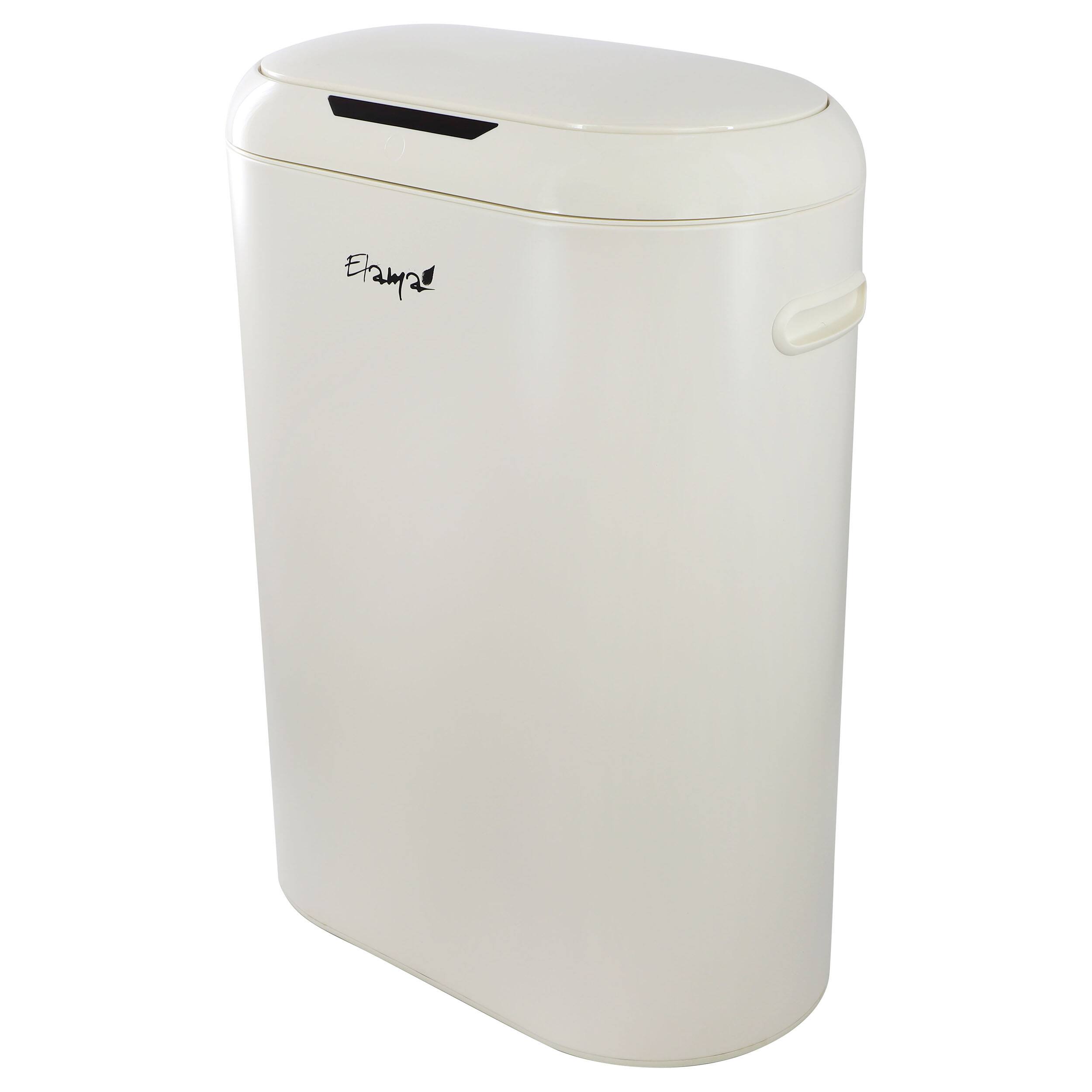 Angle. Elama - Elama 13 Gallon Automatic Sensor Hands Free Round Top Trash Can in White - White.