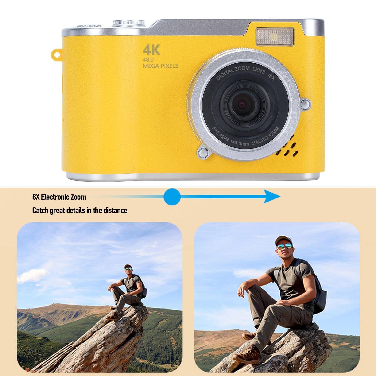 4K 48.0 MEGA PIXELS  
DIGITAL ZOOM LENS 18X  
F=2.4MM F=5.0mm MACRO 52MM  
8X Electronic Zoom  
Catch great details in the distance