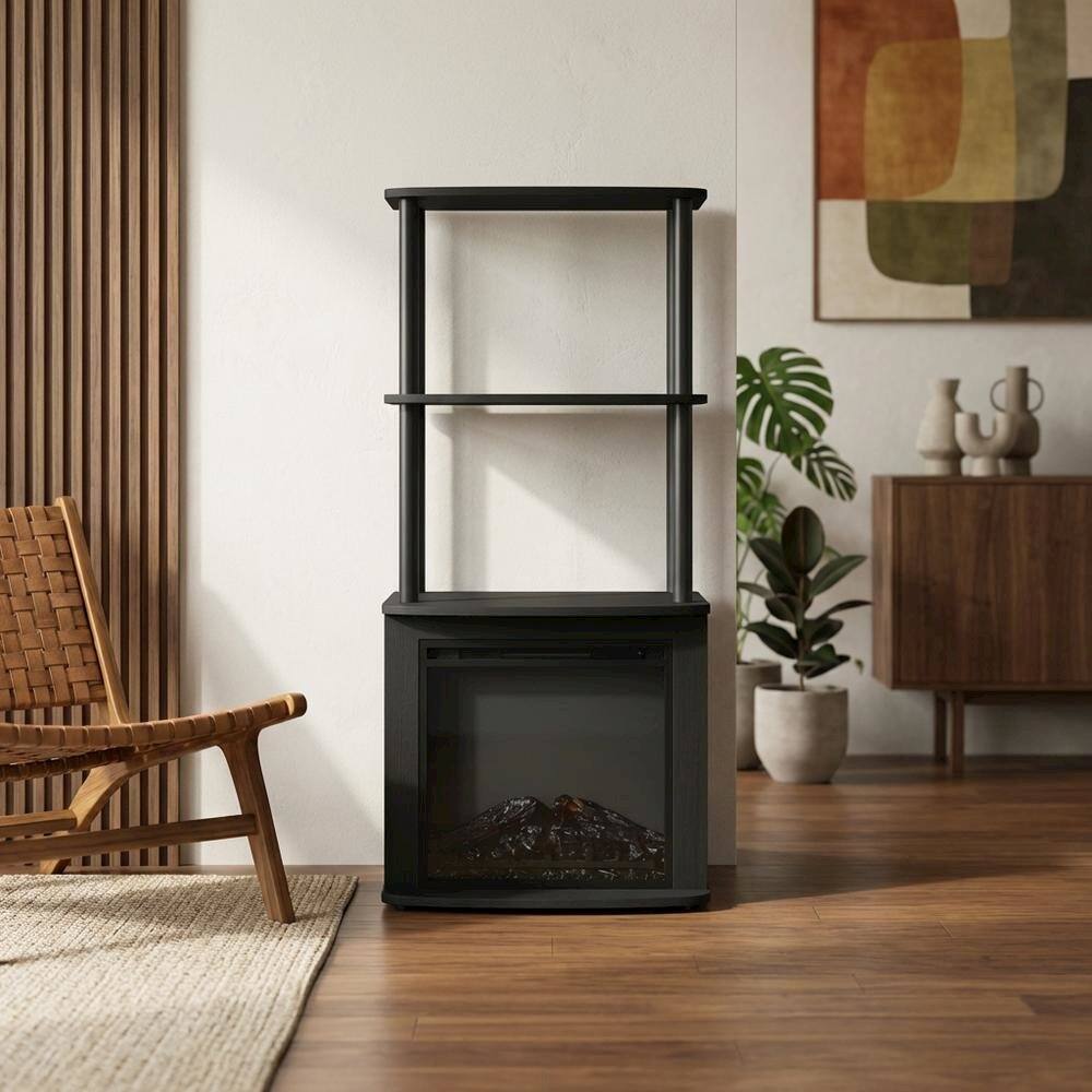 Angle. FurniFact - FurniFact Display Side Table, Open Shelf, Fireplace Ready - Black - Americano/Black.