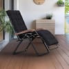 Front. PURPLE LEAF - Patio Reclining Chair Zero Gravity Chaise Lounge Folding Chair with Removable Cushion Adjustable Headrest for Beach Pool - Black.