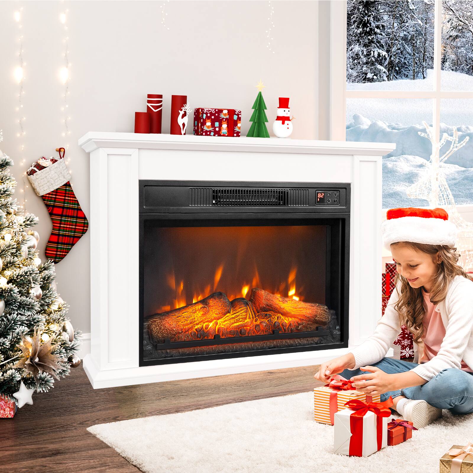 Alt View 10. Winado - 23" Electric Fireplace Insert, 1400W Wall Recessed Fireplace Heater with 6 Flame Settings, Remote Control, Thermostat - Black.