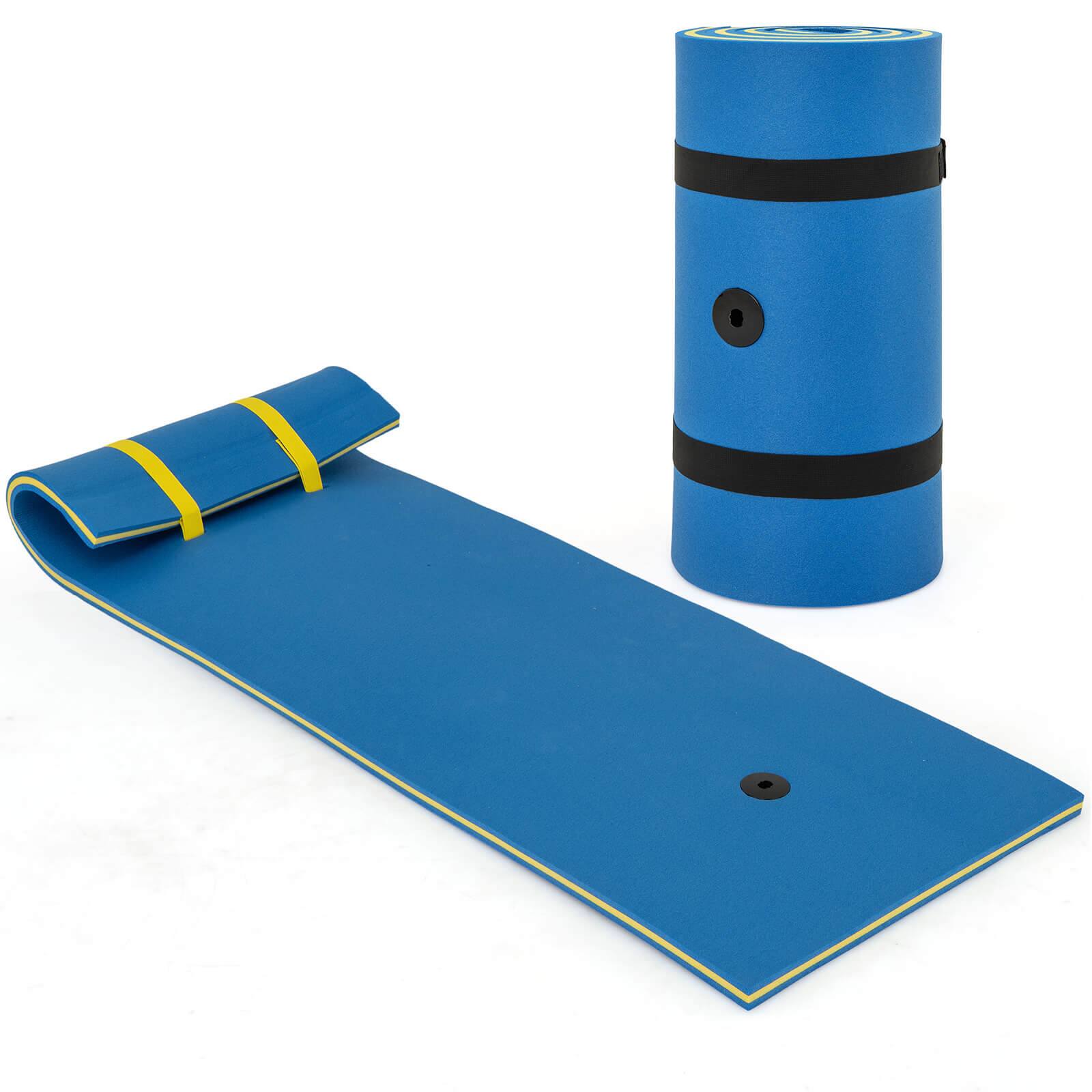 Costway - 3-Layer Tear-Resistant Foam Floating Pad Island Water Sports Relaxing - Blue