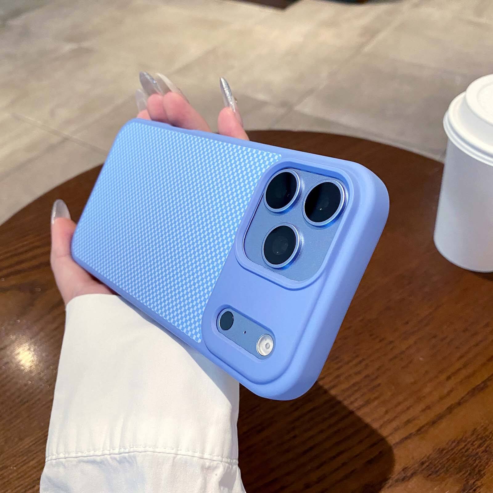 Front. UUCOVER - Magnetic Case for iPhone 18 Pro,Shockproof TPU+PC Carbon Fiber Texture Case Compatible with MagSafe Protective Cover - Skyblue.