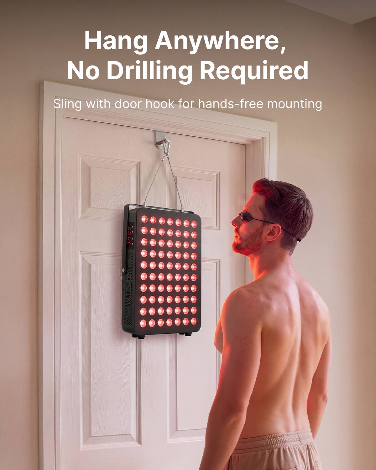 Hang Anywhere, No Drilling Required  
Sling with door hook for hands-free mounting  
30.00 RENPHO