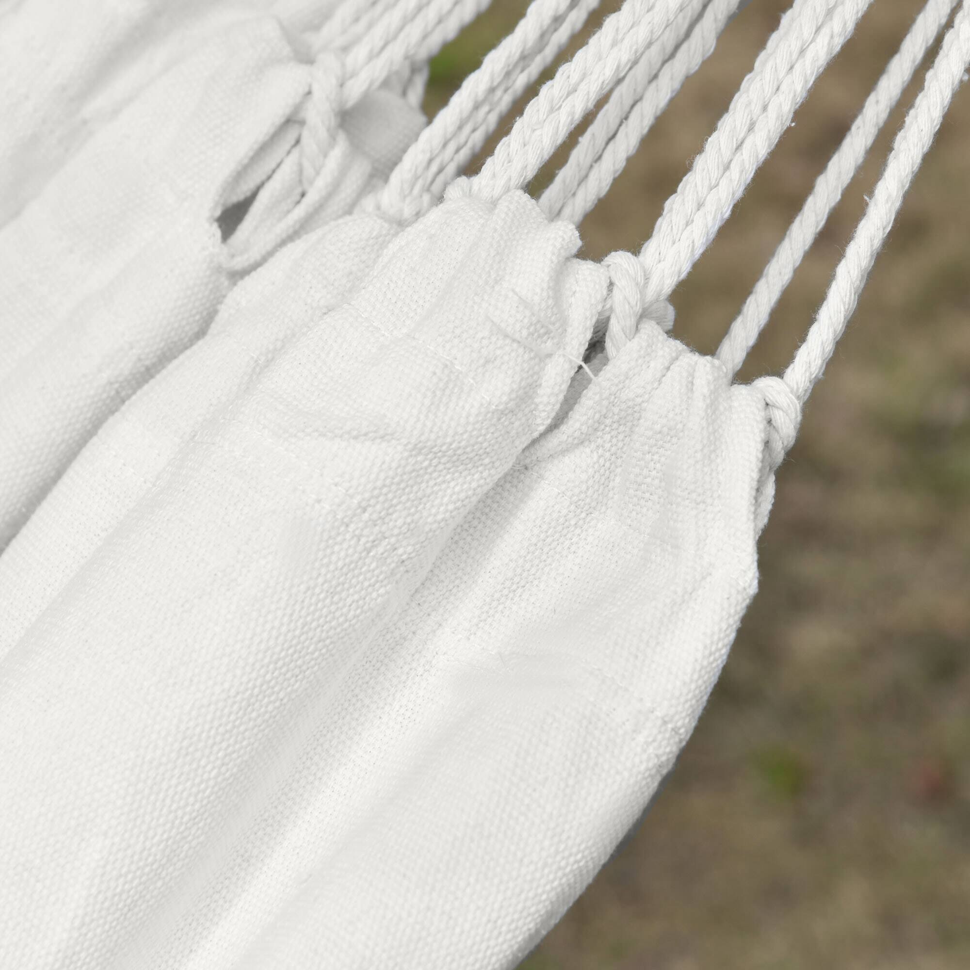 Alt View 8. Outsunny - Large Boho Hammock with Macrame Tassel Fringe, Includes Carrying Bag - White.