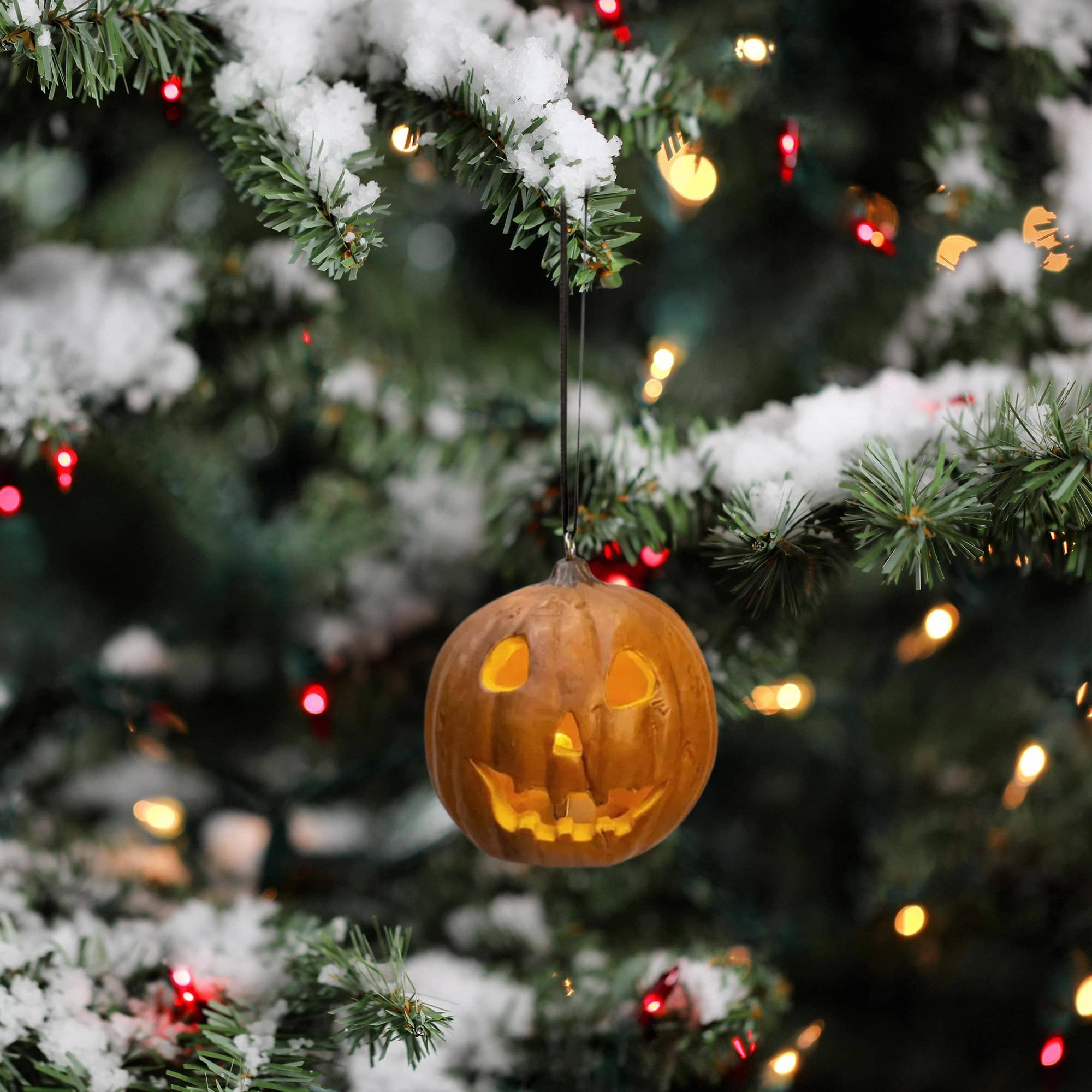 Alt View 1. Trick or Treat Studios - Halloween (1978) Light Up Pumpkin Holiday Horrors Ornament - Orange.