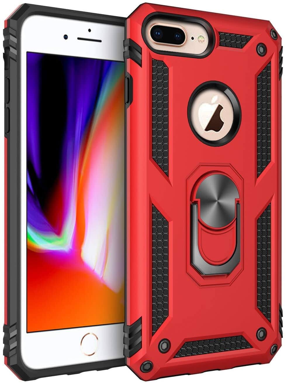 Front. Entronix - Entronix Dual-Layer Protective Case for iPhone 8 Plus and 7 Plus - Gripstand Design - Red.