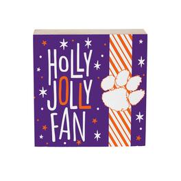 Evergreen Enterprises - Clemson Tigers 6" Holiday Wood Plock Shelf Sign - Multicolor