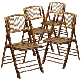 Emma + Oliver - 4 Pack Folding Chair - Bamboo