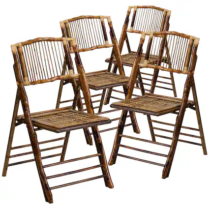 Front. Emma + Oliver - 4 Pack Bamboo Folding Chair - Bamboo.