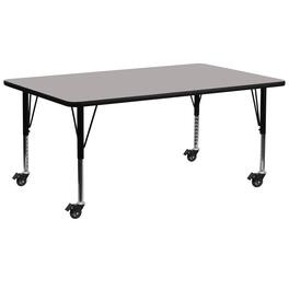 Emma + Oliver - Mobile 30x72 Rectangle HP Laminate Preschool Activity Table - Gray