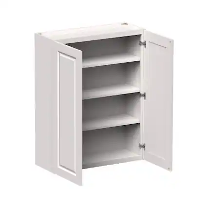 Front. Boyel Living - 33-in W x 42-in H x 12-in D Shaker RTA Kitchen Wall Cabinet with Soft-Close Doors - Glacier White.