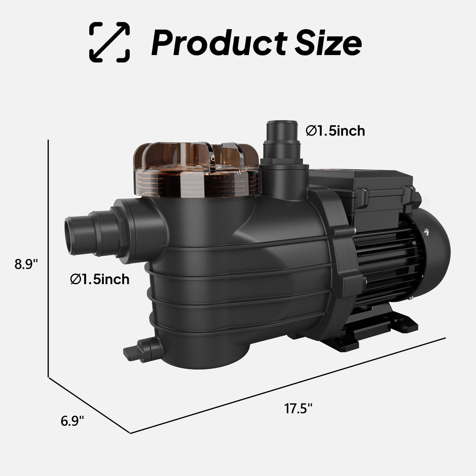 Winado 1HP Pool Pump with 24 Hour Timer, 3692 GPH Flow Rate, 2