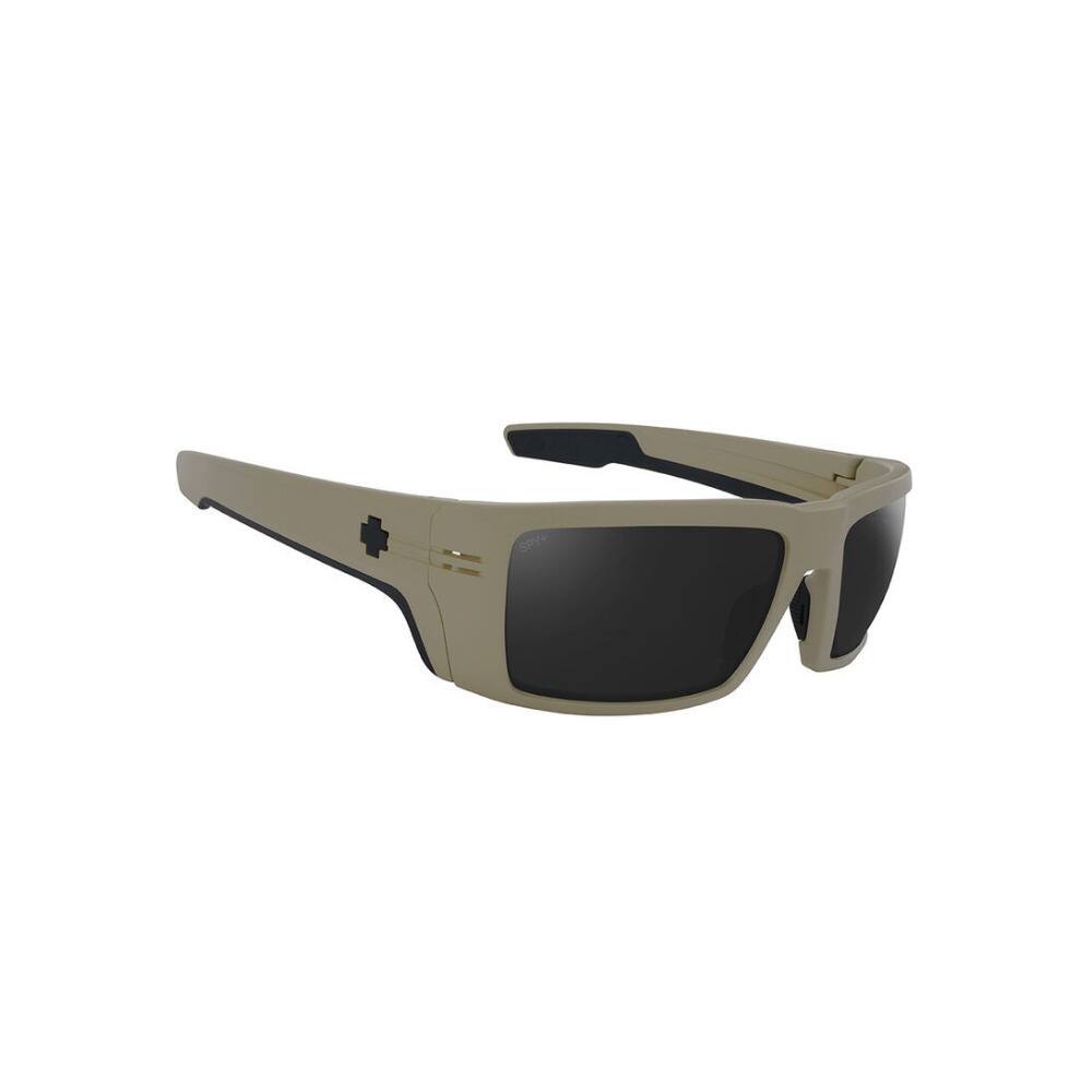 Left. Spy Optic - Spy Polarized Rectangular Rebar ANSI Sunglasses Sand Matte with Happy Gray Lens - Black/Gray.