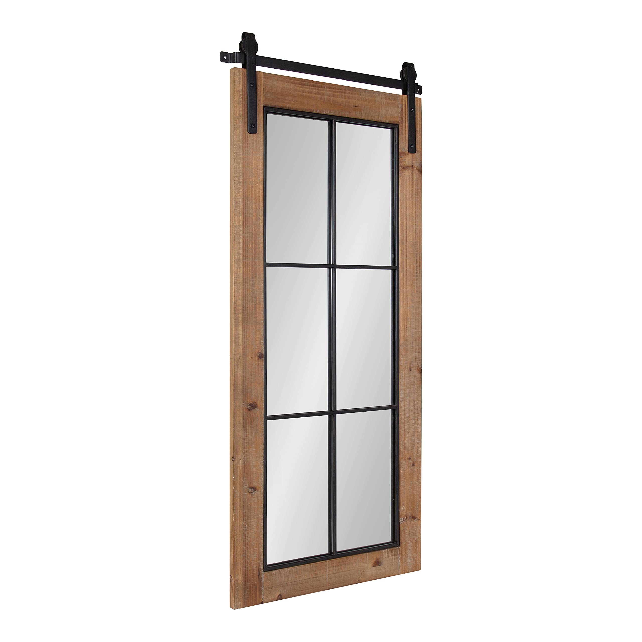 Front. METALTON - Cates Farmhouse Window Wall Mirror Rustic Sophisticated pane Panel For - Rustic Brown 42.8"L x 19.3"W.