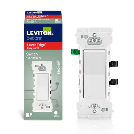LEVITON decora Lever Edge Easy Install 184-120/277V AUDA Switch white ne LEVITON 9 decora 1M Lever Edge" Easy Install AC ONLY TOP 120/277V 15A Switch 15A-120/277V TOP 120 20/27N 3 ONLY 15A E5601-SW LEVITON .E - J LE HO S ou White C UL US LISTED SWITCH 3RLW
Corrected:
LEVITON decora Lever Edge Easy Install Switch
15A-120/277V
White
E5601-SW
UL Listed Switch 3RLW