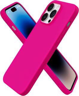Ornarto - Designed for iPhone 14 Pro Max Case 6.7", Slim Liquid Silicone Full Covered Protective Cover - Hot Pink