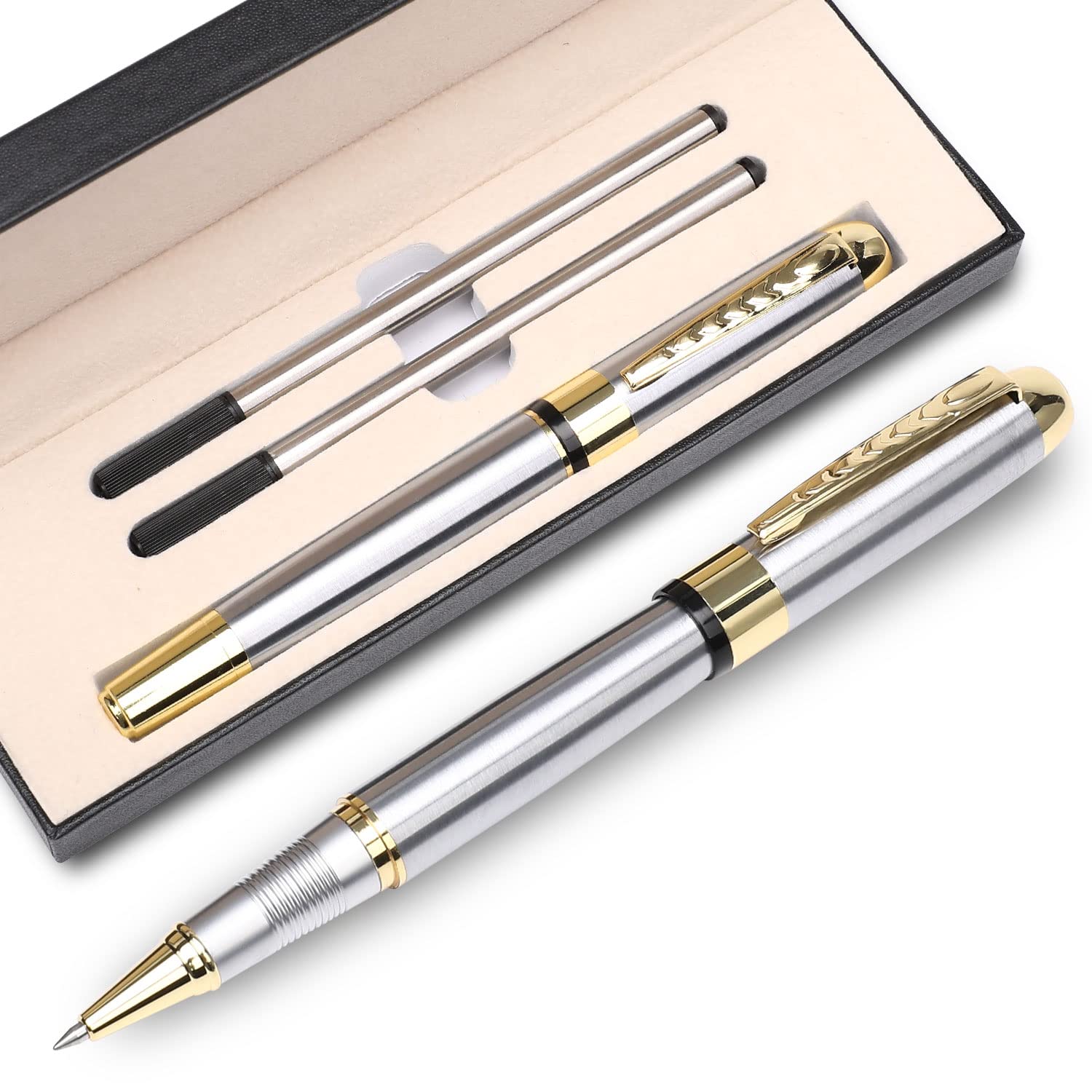 Alt View 1. Paradigms Interiors - Ballpoint Pen Luxury Line Refill Set For Men & Women Professional Executive Office Nice Ballpens Classy Box (silver).