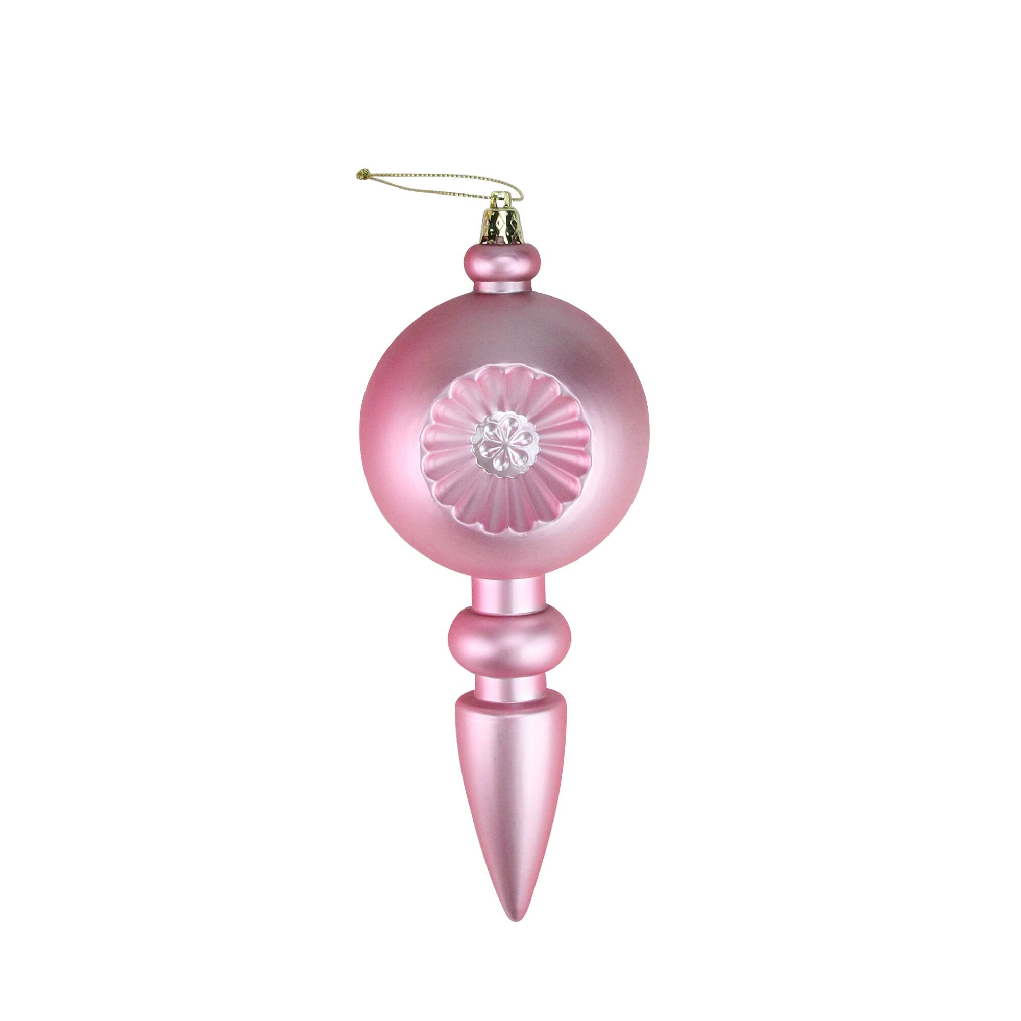 DAK 4ct Bubblegum Shatterproof Matte Retro Reflector Christmas Finial ...