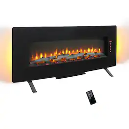 Loheer - 48 inch curved electric fireplace Wall Mounted with Multi-Color Backlight - Antique Black