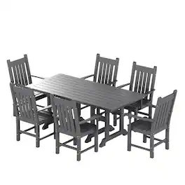 WestinTrends - Malibu 7 Piece Outdoor Patio Dining Set Outdoor Table and Armchair Set - Gray