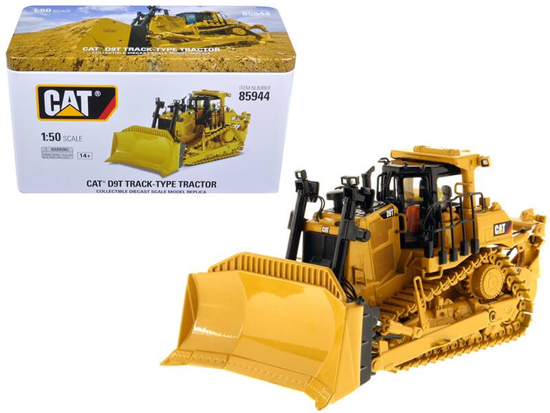 CAT Caterpillar D9T Track-Type Tractor with Operator "High Line Series" 1/50 Diecast Model by Diecast Masters - Yellow