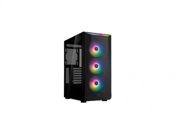 Front. SilverStone - Silverstone FARA 512Z High airflow ATX mid-tower chassis with dual radiator support and ARGB lighting - Black.
