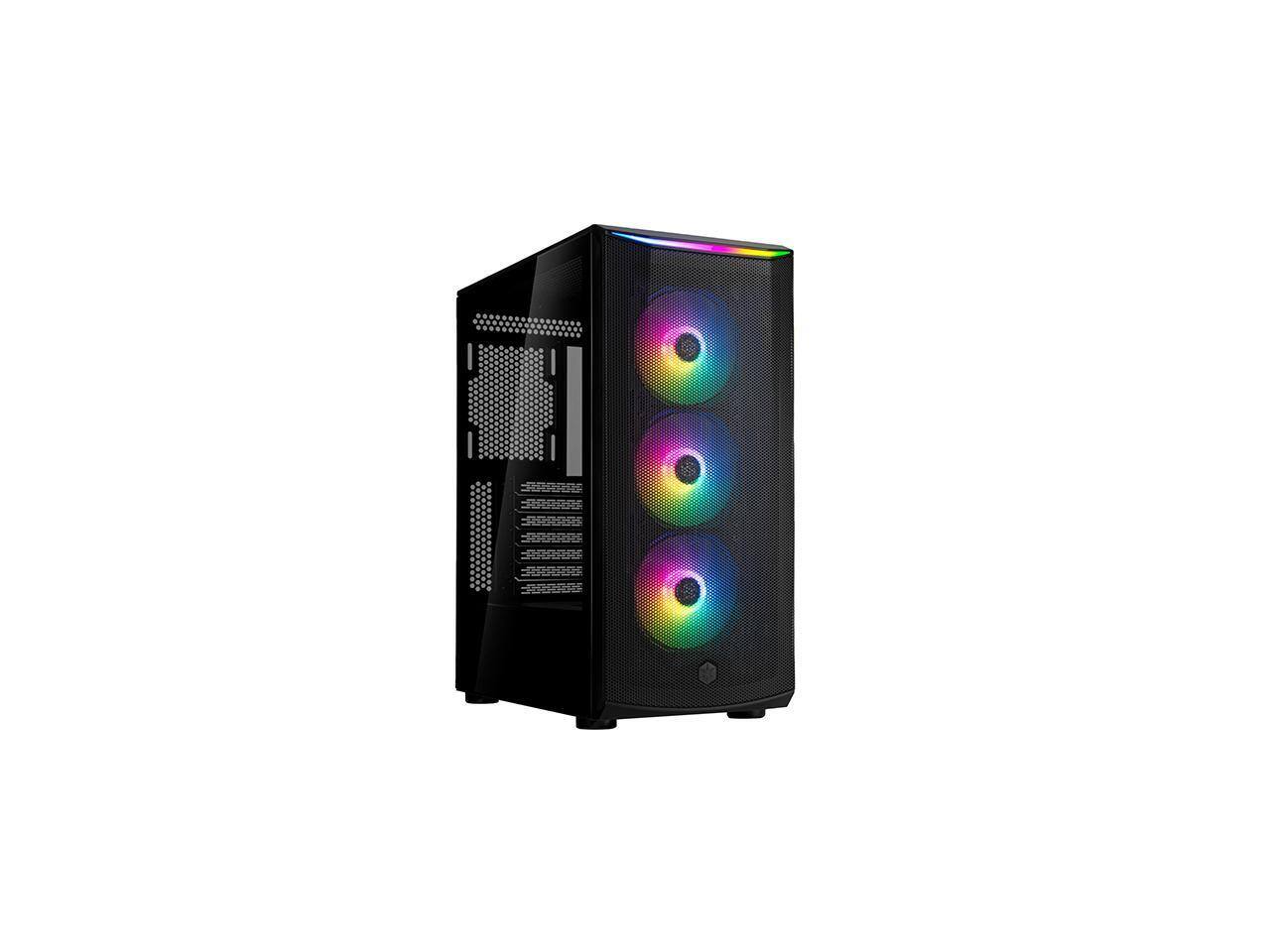 Front. SilverStone - Silverstone FARA 512Z High airflow ATX mid-tower chassis with dual radiator support and ARGB lighting - Black.